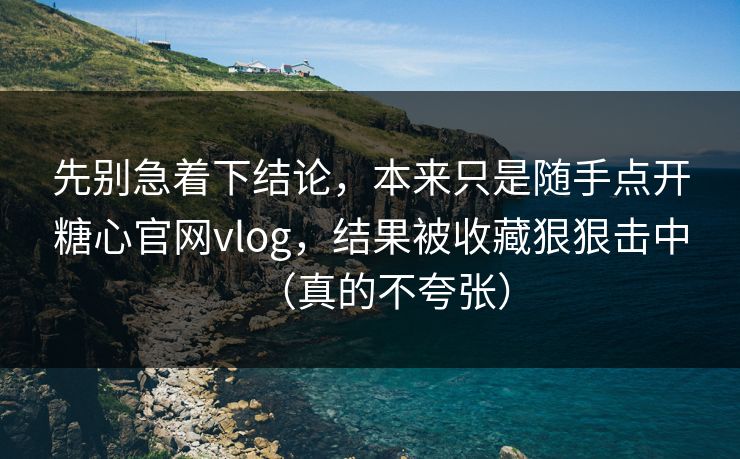 先别急着下结论，本来只是随手点开糖心官网vlog，结果被收藏狠狠击中（真的不夸张）