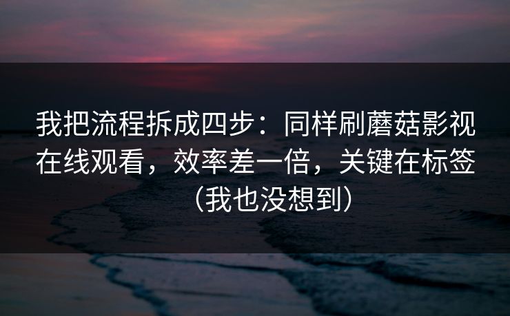 我把流程拆成四步:同样刷蘑菇影视在线观看,效率差一倍,关键在标签(我也没想到) 我把流程拆成四步:同样刷蘑菇影视在线观看,效率差一倍,关键在标签(我也没想到)