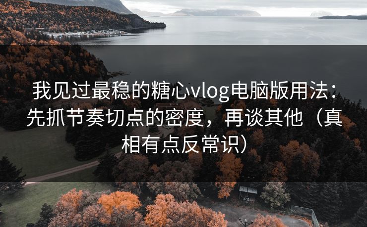 我见过最稳的糖心vlog电脑版用法：先抓节奏切点的密度，再谈其他（真相有点反常识）