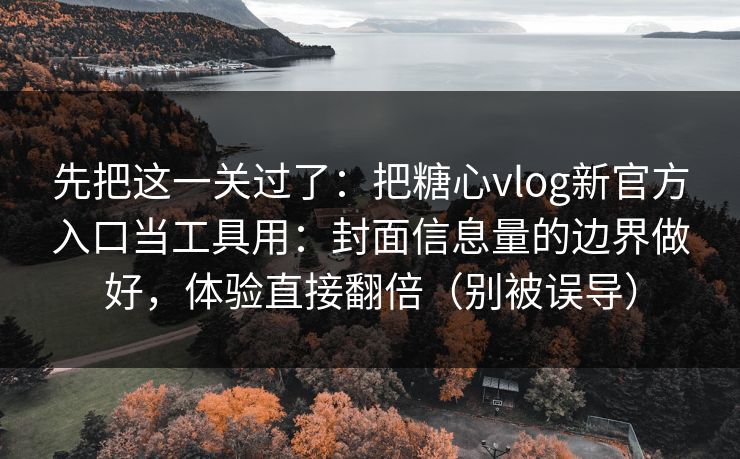 先把这一关过了：把糖心vlog新官方入口当工具用：封面信息量的边界做好，体验直接翻倍（别被误导）