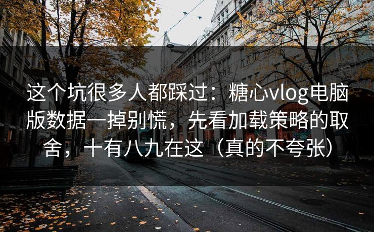 这个坑很多人都踩过：糖心vlog电脑版数据一掉别慌，先看加载策略的取舍，十有八九在这（真的不夸张）