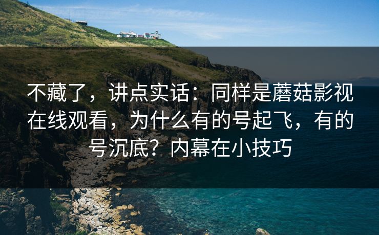 不藏了，讲点实话：同样是蘑菇影视在线观看，为什么有的号起飞，有的号沉底？内幕在小技巧