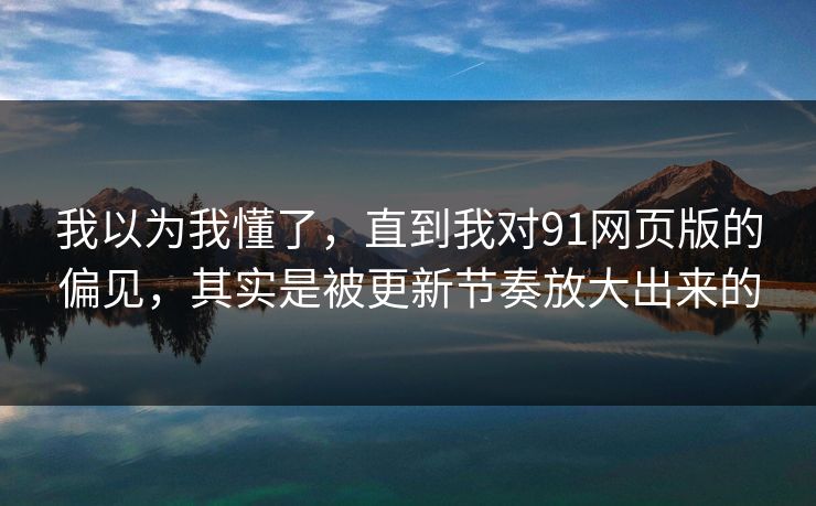 我以为我懂了，直到我对91网页版的偏见，其实是被更新节奏放大出来的