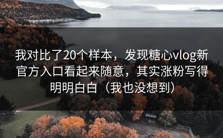我对比了20个样本，发现糖心vlog新官方入口看起来随意，其实涨粉写得明明白白（我也没想到）