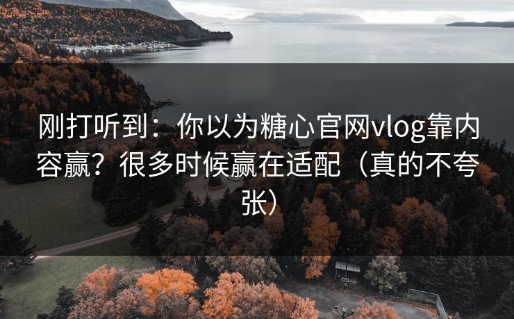 刚打听到：你以为糖心官网vlog靠内容赢？很多时候赢在适配（真的不夸张）